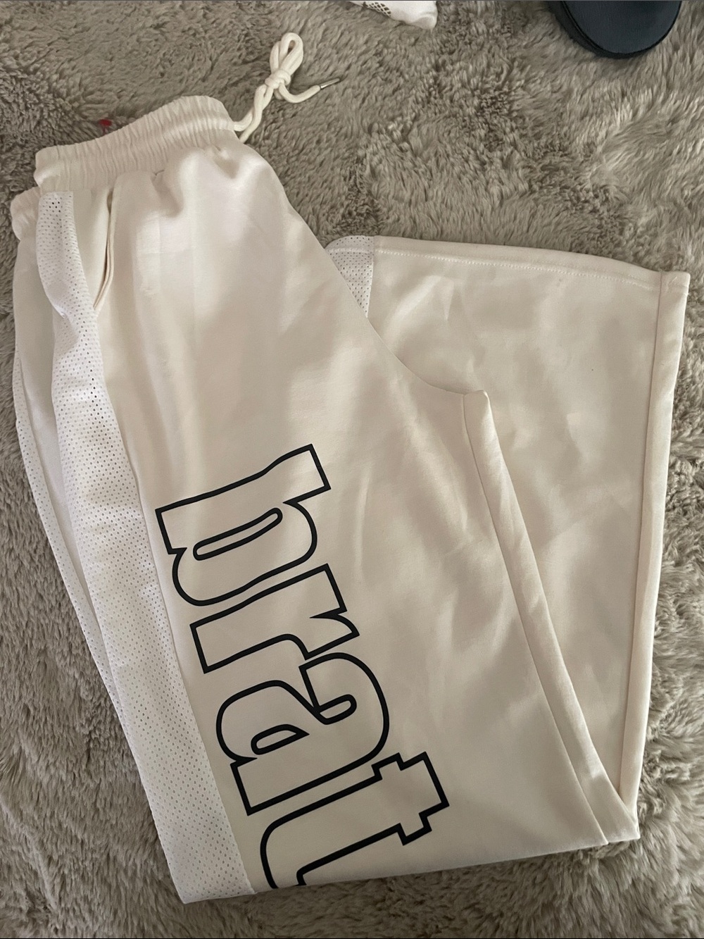 Love Cream Joggers with BRAT Logo, Lg, NWOT